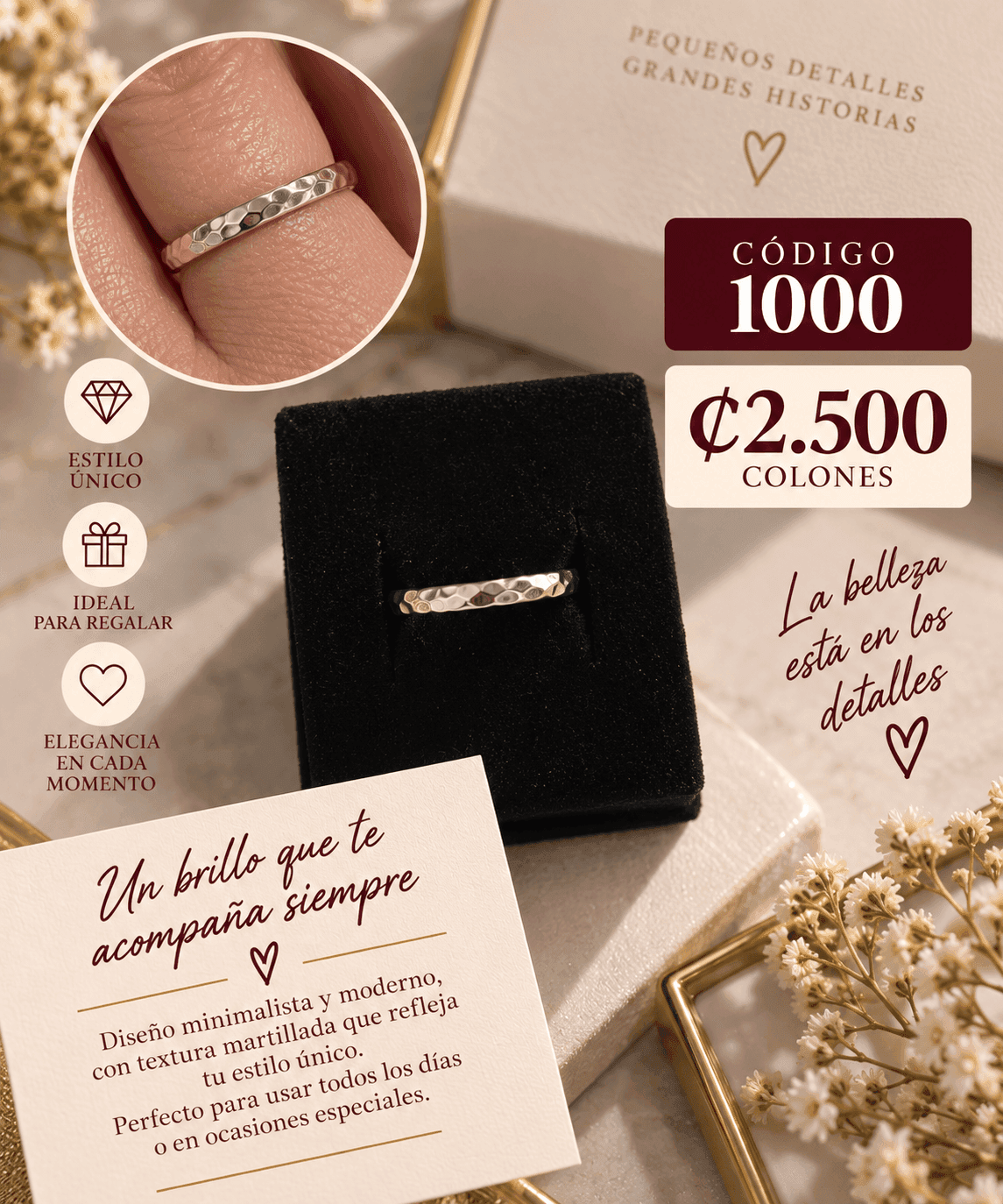 Anillo plateado 1000