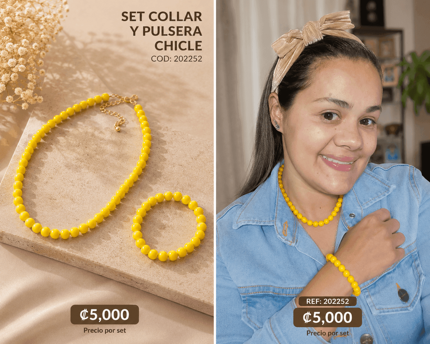 Set de collar y pulsera chicle
