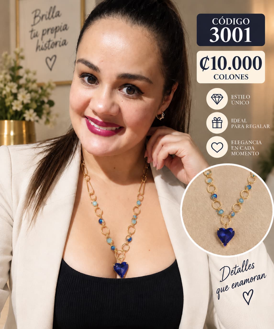 Collar de corazón Azul