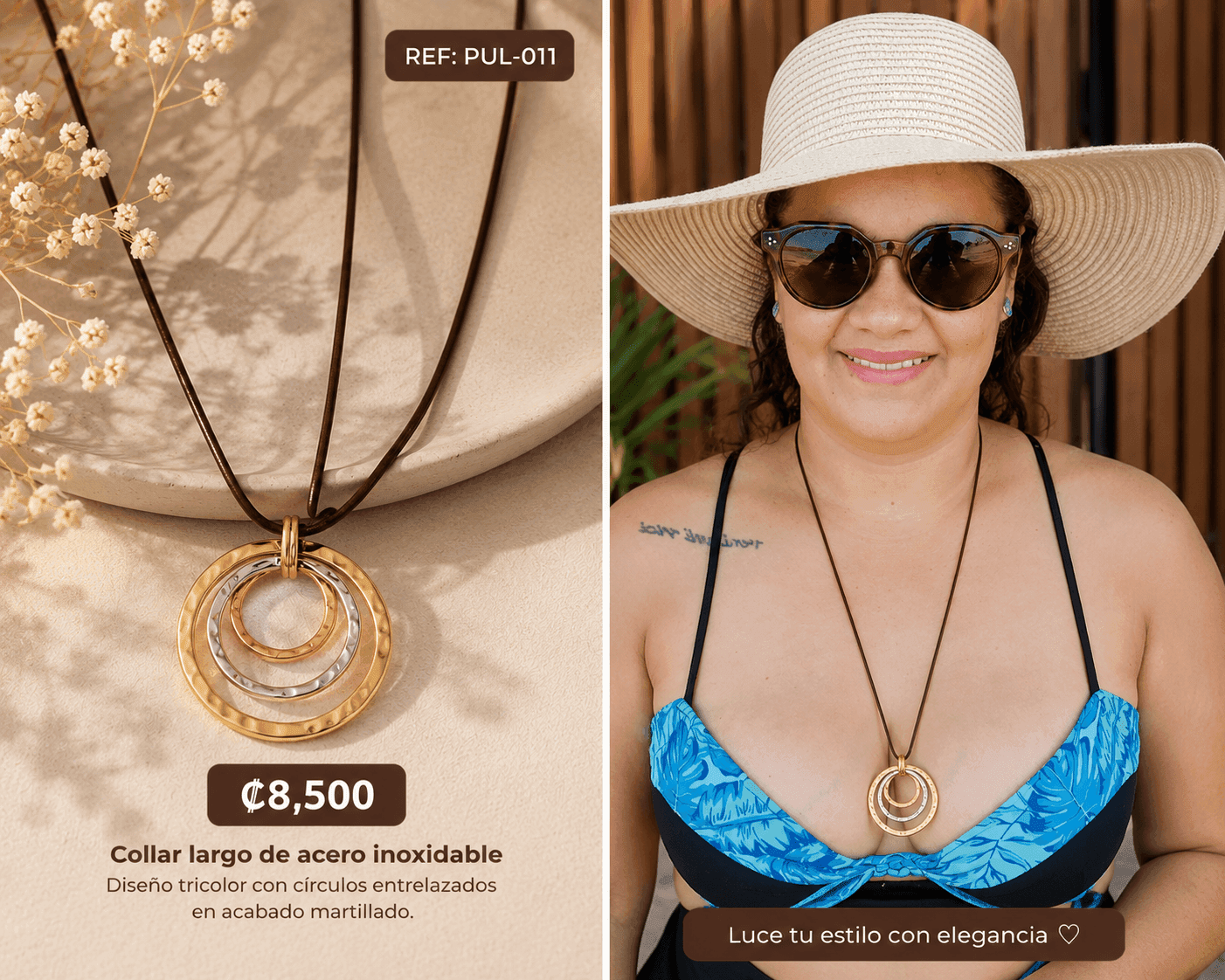 Collar largo de acero inoxidable
