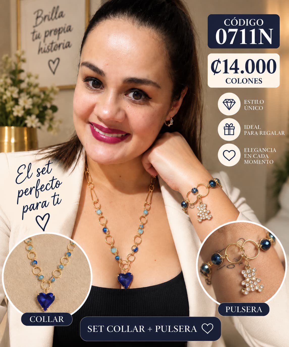 Set de collar y pulsera azul